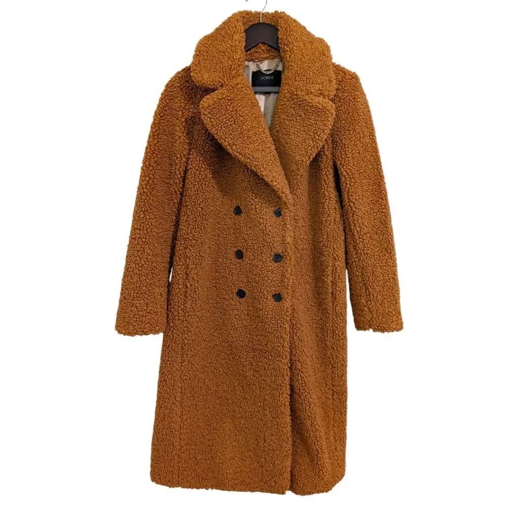 βJ. Crew TeddyβSherpa Double Breasted Topcoat Adobe Clay XS BA528